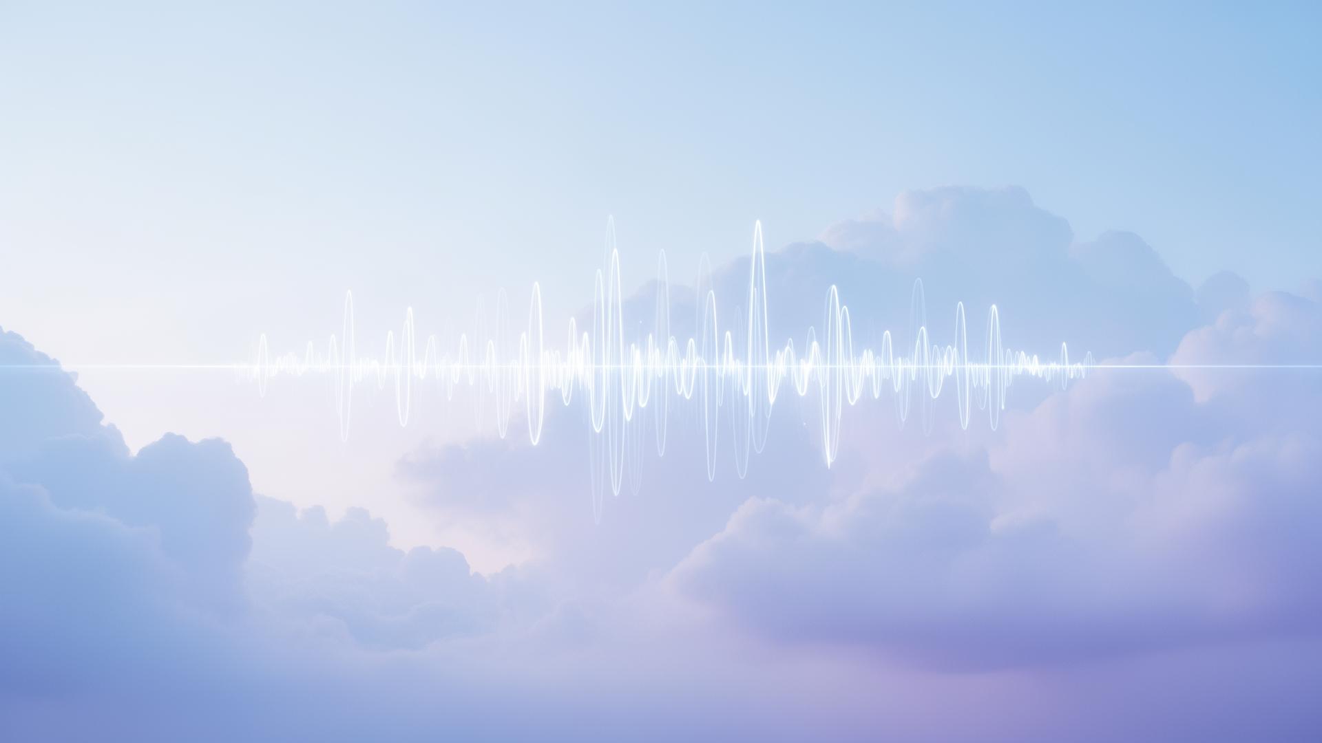 Soft sky with audio waveform